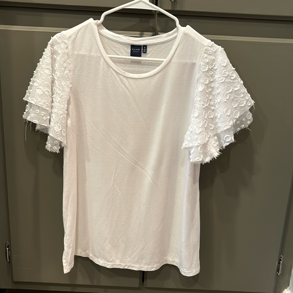🤍Kaari Blue - Patterned Ruffle Sleeved Tee🤍